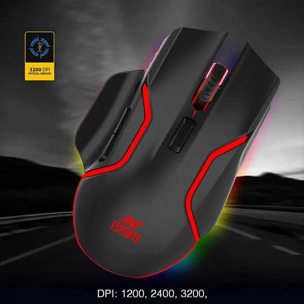 ANT ESPORTS GM320 Pro Wireless Ergonomic Gaming Mouse ( GM320-PRO ) ( 3200DPI / 6 Macro Buttons ) ( Black )