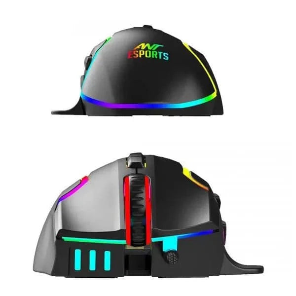 ANT ESPORTS GM320 Wired Ergonomic RGB Optical Gaming Mouse ( GM320-PRO ) ( 12800DPI / 8 Macro Buttons ) ( Black )