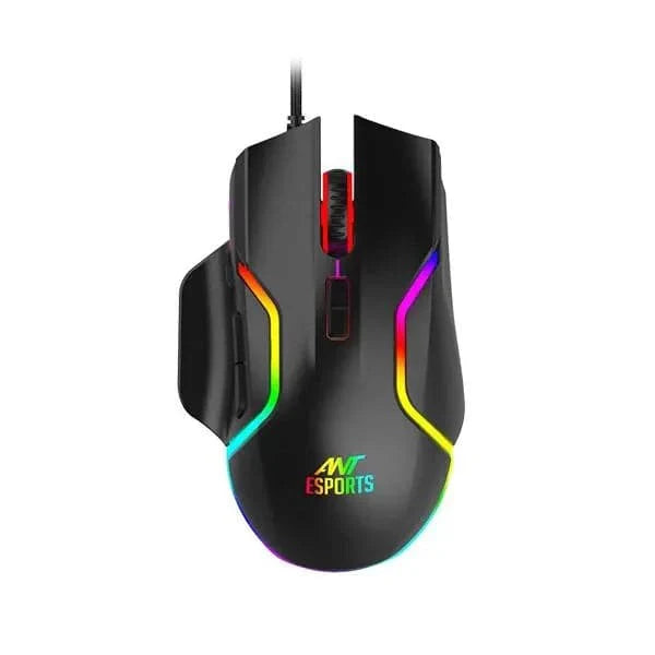 ANT ESPORTS GM320 Wired Ergonomic RGB Optical Gaming Mouse ( GM320-PRO ) ( 12800DPI / 8 Macro Buttons ) ( Black )