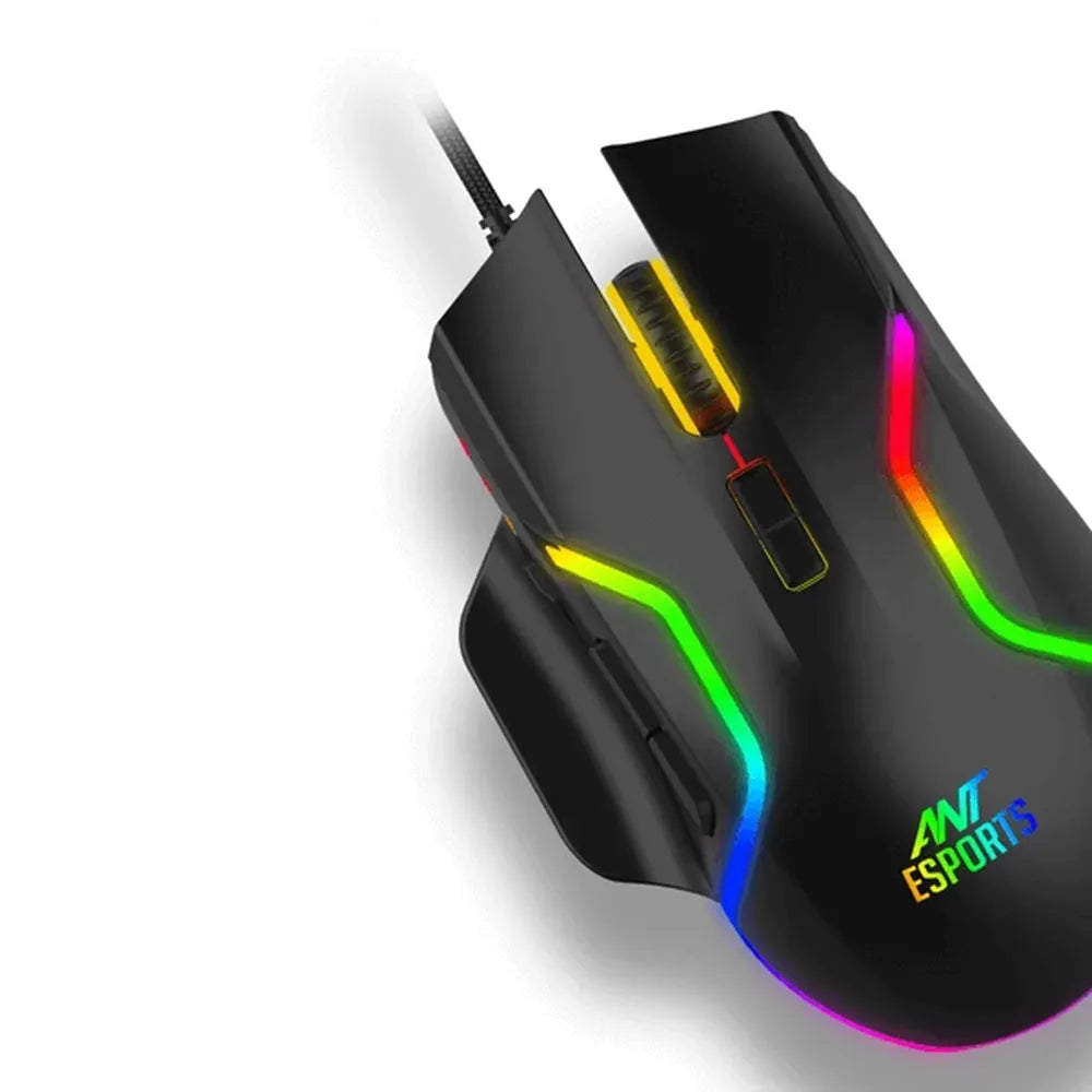 ANT ESPORTS GM340 Wired Ergonomic Gaming Mouse (GM340) (12800DPI) (8 Macro Button) (Black)