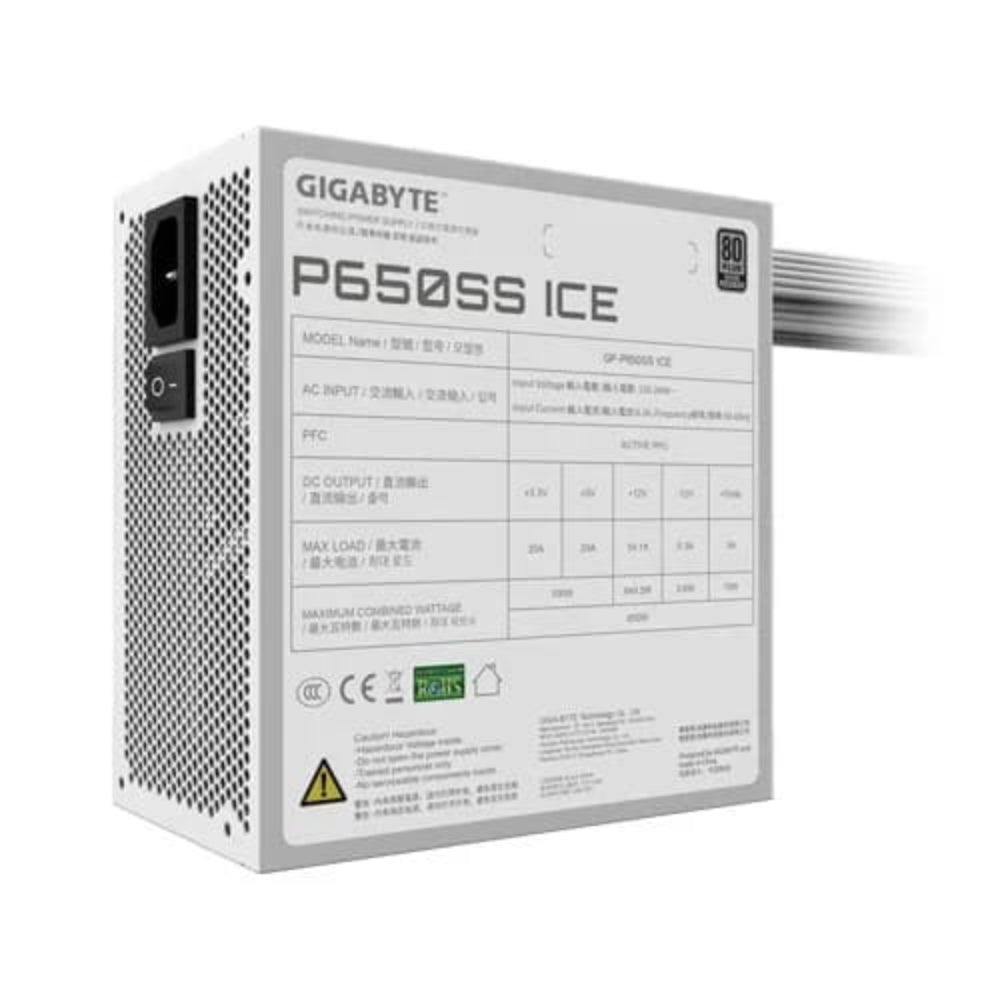 GIGABYTE P650SS 650W 80 + Silver ATX 3.0 Non Modular Power Supply ( White )