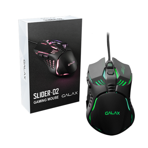 GALAX Slider 02 Wired Ambidextrous Gaming Mouse ( 3200DPI / 6 Macro Buttons ) ( Black )