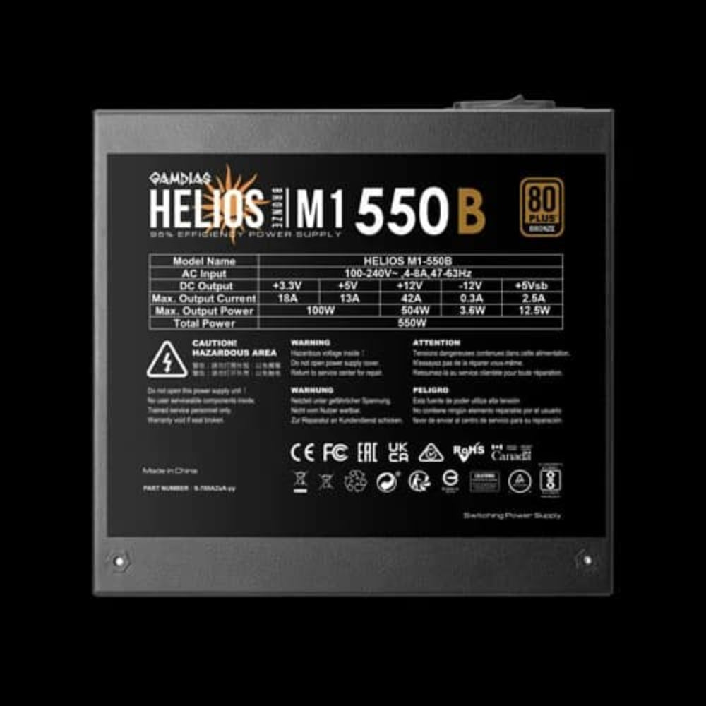 GAMDIAS Helios M1 550B 550W 80+ Bronze Non Modular ATX 2.0 Power Supply ( 550W )