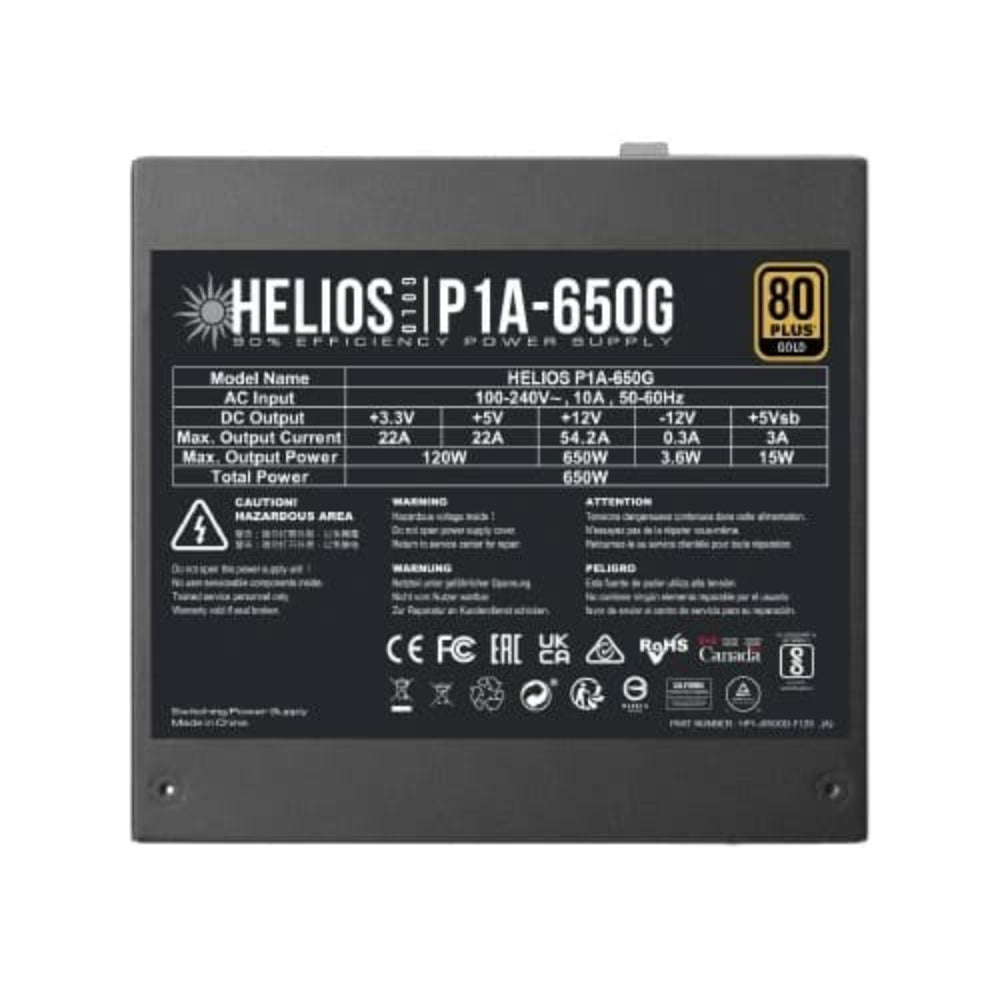 GAMDIAS Helios P1A-650G 650 Watt 80 Plus Gold Non Modular Power Supply