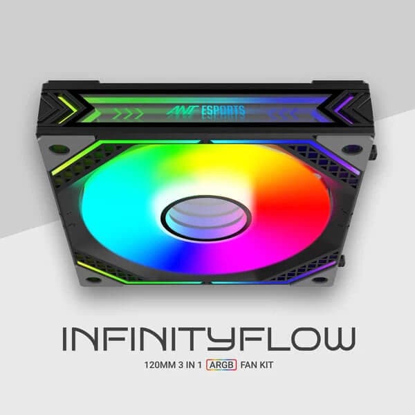ANT ESPORTS Infinity Flow ARGB 120mm PWM Cabinet Fan Triple Pack