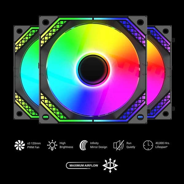 ANT ESPORTS Infinity Flow ARGB 120mm PWM Cabinet Fan Triple Pack