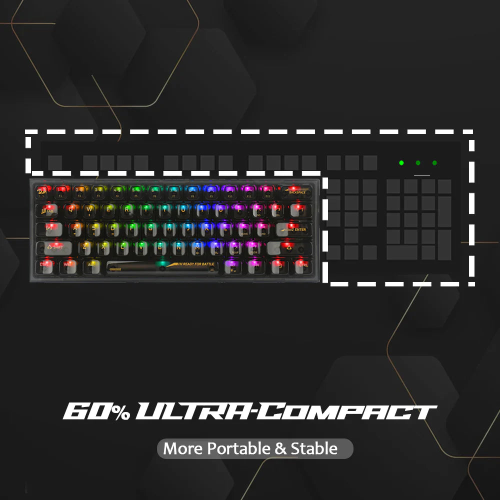 REDRAGON K617 Fizz 60% Mechanical Wired Gaming Keyboard ( Black Transparent ) ( Translucent Custom Switch )