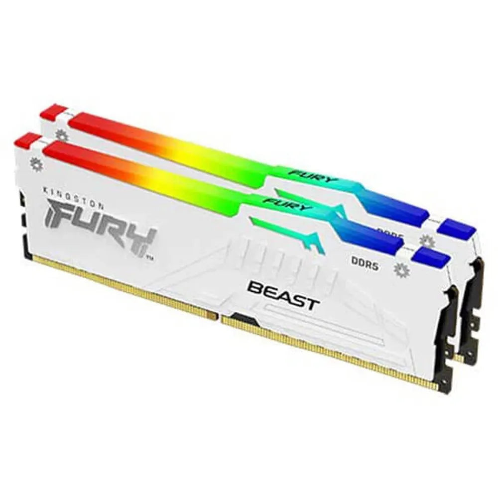 KINGSTON Fury Beast RGB 64GB ( 32GBx2 ) DDR5 6000MHz RAM ( White ) ( CL36 )