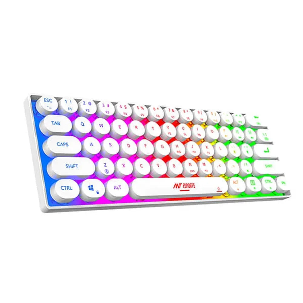 ANT ESPORTS MK1500 Mini Retro 60% Membrane Wireless Gaming Keyboard (White) (Membrane Keyboard) ( MK1500-MINI-RETRO)