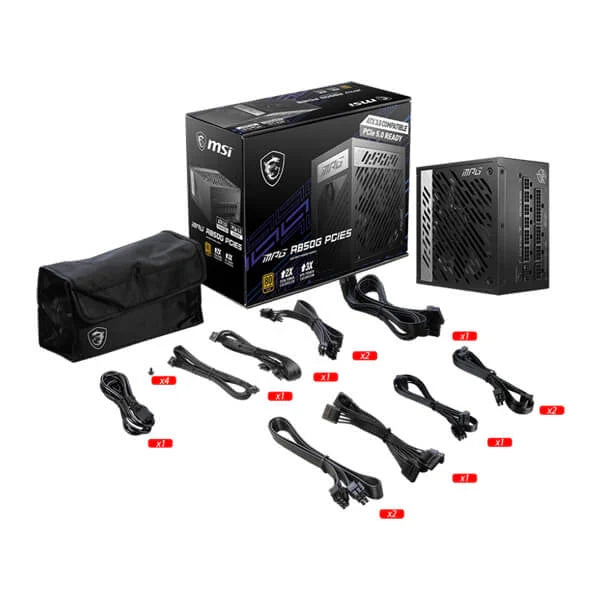 MSI MPG A850G PCIE5 850W 80 + Gold Fully Modular ATX 3.0 Power Supply