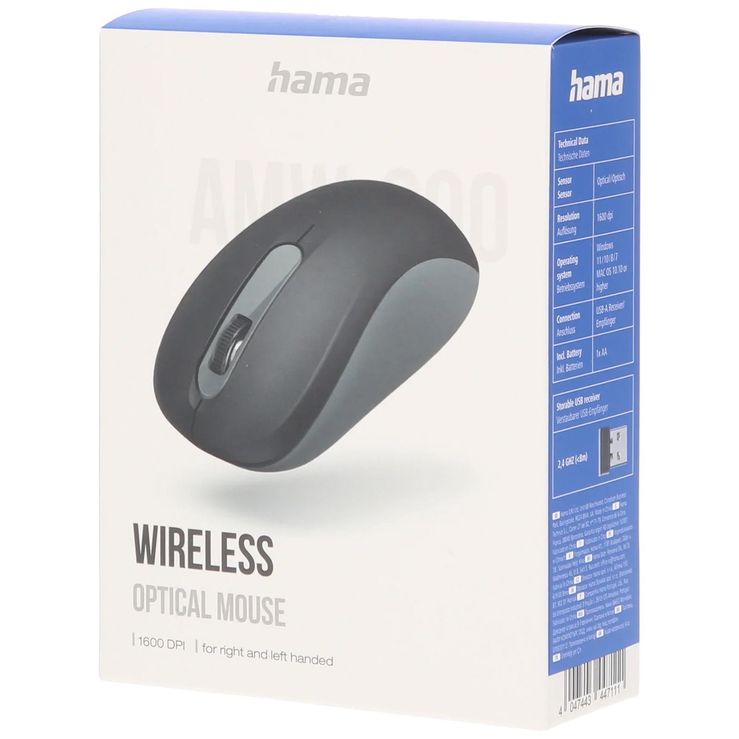 HAMA 182620 MW 300 Wireless + Bluetooth Ambidextrous Gaming Mouse ( 1600DPI / 4 Macro Buttons ) ( Black )
