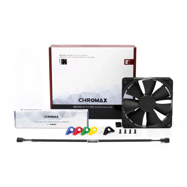 NOCTUA NF-F12 PWM 120mm Chromax Black Swap Non-RGB Cabinet Fan (Single Pack)
