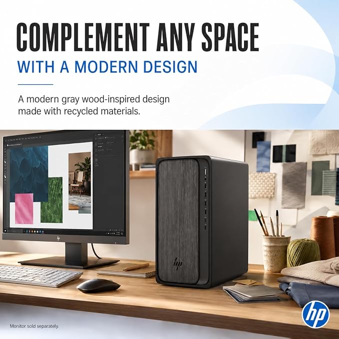 HP OmniDesk Desktop Tower, AMD Ryzen 5 8500G,16GB RAM,1TB SSD,Windows 11 Home,MS Office 24,Wired Keyboard & Mouse, M02-0005IN Desktop PC