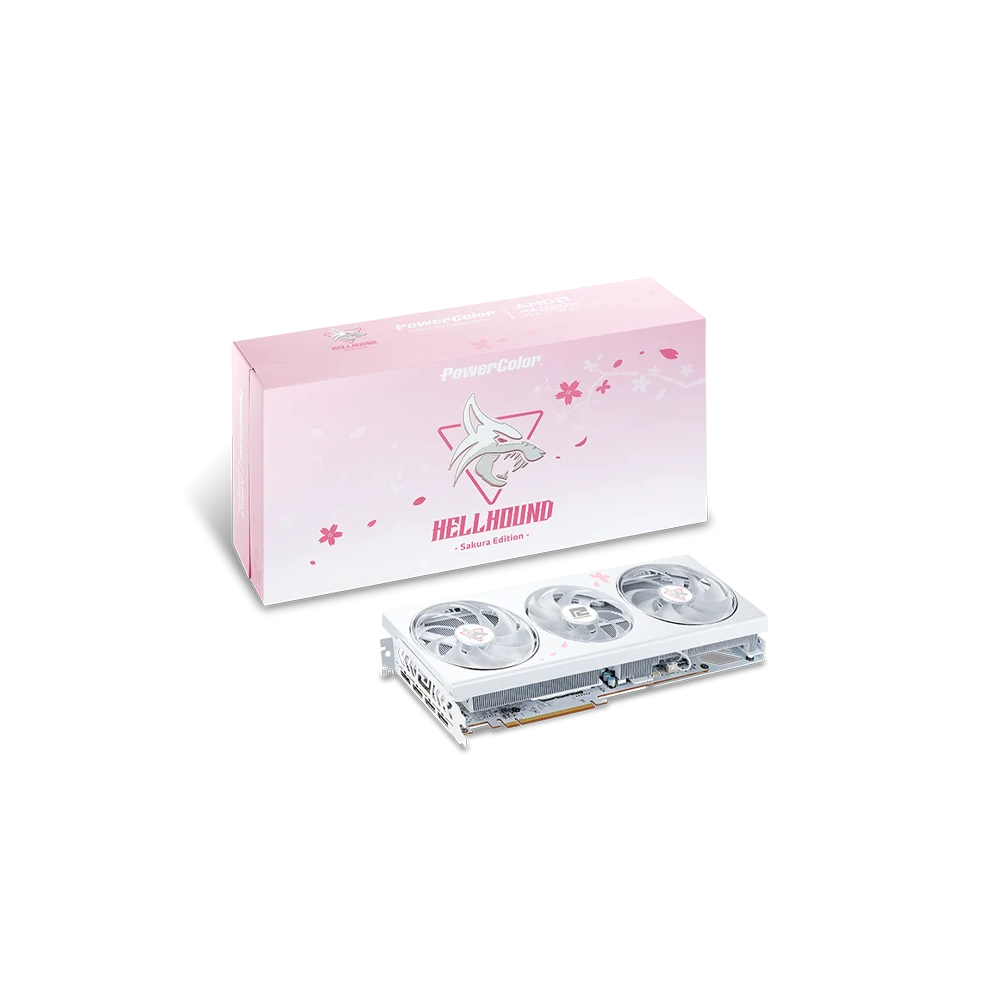 POWERCOLOR Radeon RX 7800 XT HellHound Sakura OC White 16GB AMD Graphic Card