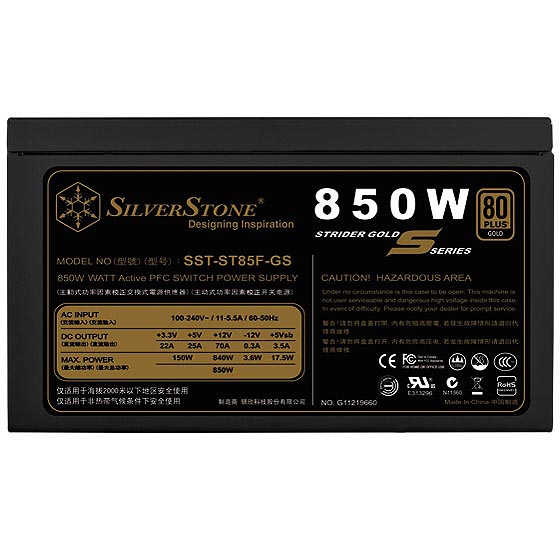 SILVERSTONE ST85F GS 850W 80+ Gold Fully Modular ATX 2.0 Power Supply