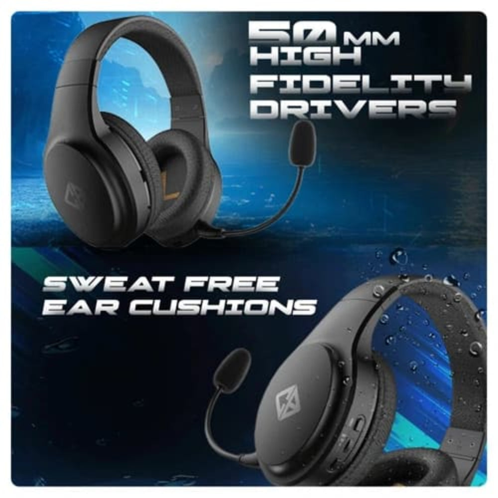 COSMIC BYTE Inferno 2.4Hz Wireless+Wired+Bluetooth 3.5mm Gaming Headphone with Mic ( Black )