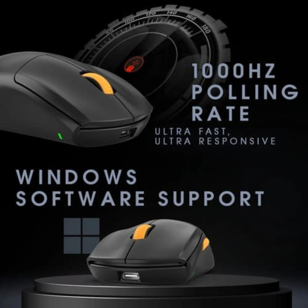 COSMIC BYTE Atlas Wireless Tri-Mode Ambidextrous Gaming Mouse ( Black ) ( 12000DPI / 5 Macro Buttons )