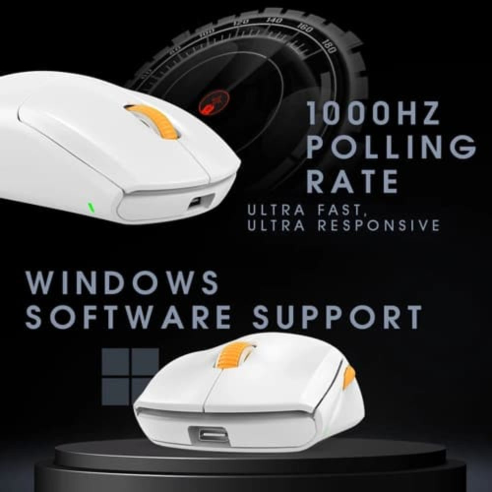 COSMIC BYTE Atlas Wireless Tri-Mode Ambidextrous Gaming Mouse ( White ) ( 12000DPI / 5 Macro Buttons )
