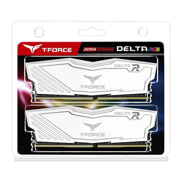 TEAMGROUP T-Force Delta 32GB ( 16GBx2 ) 3600MHz DDR4 RAM ( White ) ( CL18 )