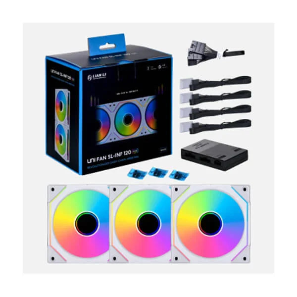 LIAN LI UNI SL Infinity 120 120mm ARGB Cabinet Fan (White) (Triple Pack)