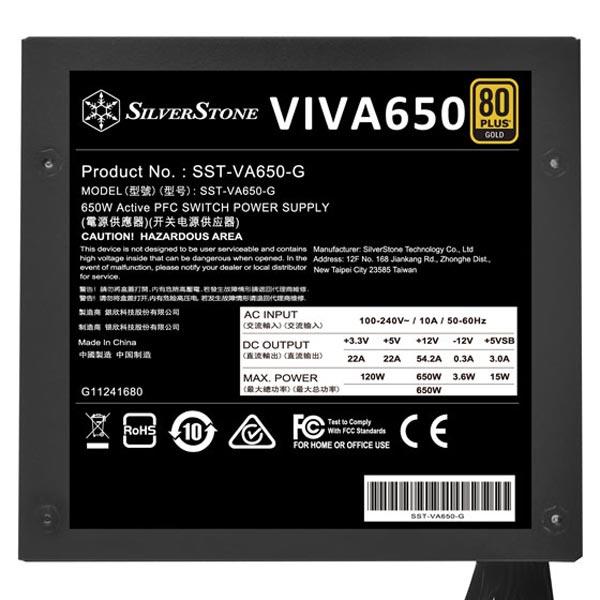 SILVERSTONE VIVA 650W 80+ Gold Non Modular ATX 2.0 Power Supply