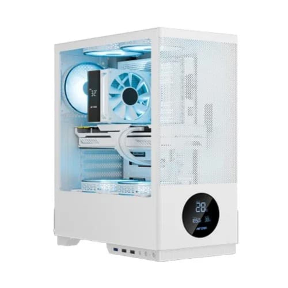 ANT ESPORTS X2 LCD ARGB ATX Mid Tower Cabinet (White)