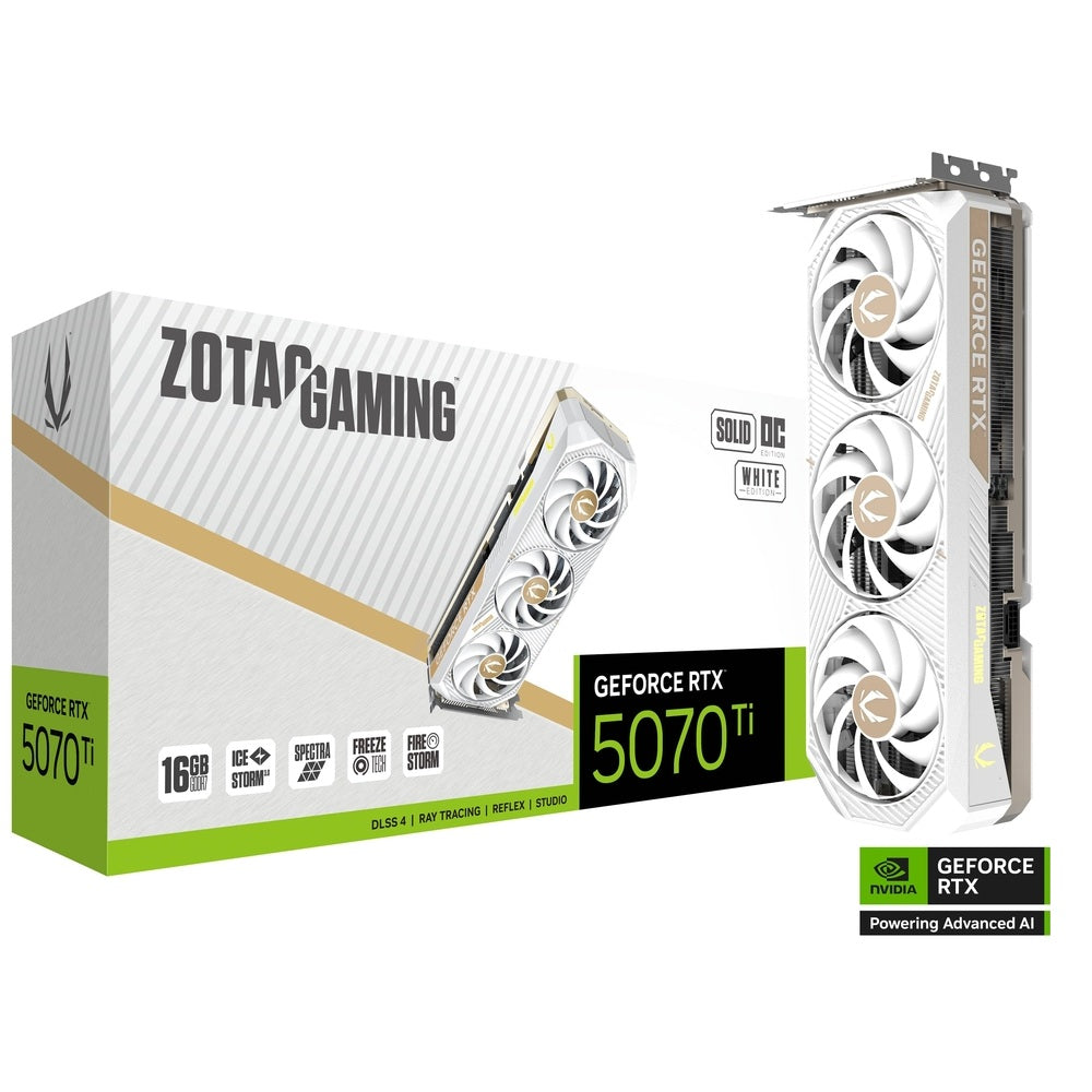 ZOTAC GAMING GeForce RTX 5070 Ti Solid Core OC White Edition 16GB Nvidia Graphic Card