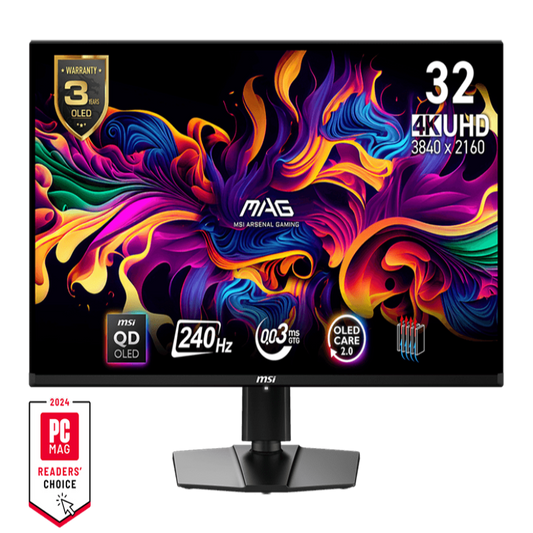 MSI MAG 321UPX QD 32 Inch 4K UHD OLED 240Hz 138.2% SRGB 0.03ms Adaptive Sync Gaming Monitor
