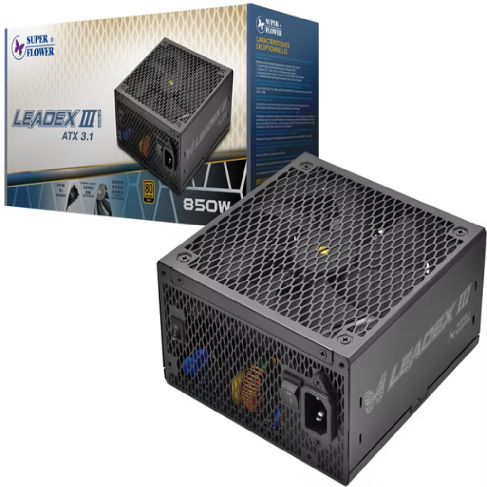 SUPER FLOWER Leadex III Gold Up 850W 80 + Gold Fully Modular ATX 3.1 Power Supply ( 850W ) ( Black )
