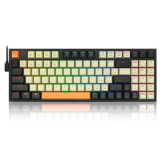REDRAGON Kitava K636 CLO 90% RGB Mechanical Gaming Keyboard (Creamy/Grey/Orange) (Red Switch)