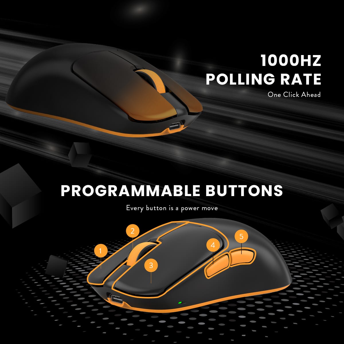 COSMIC BYTE Velox Wireless Tri-Mode Ambidextrous Gaming Mouse ( Black ) ( 26000DPI / 8 Macro Buttons )