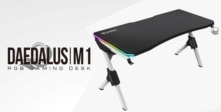 GAMDIAS Daedalus M1 RGB Gaming Desk (Black-White)