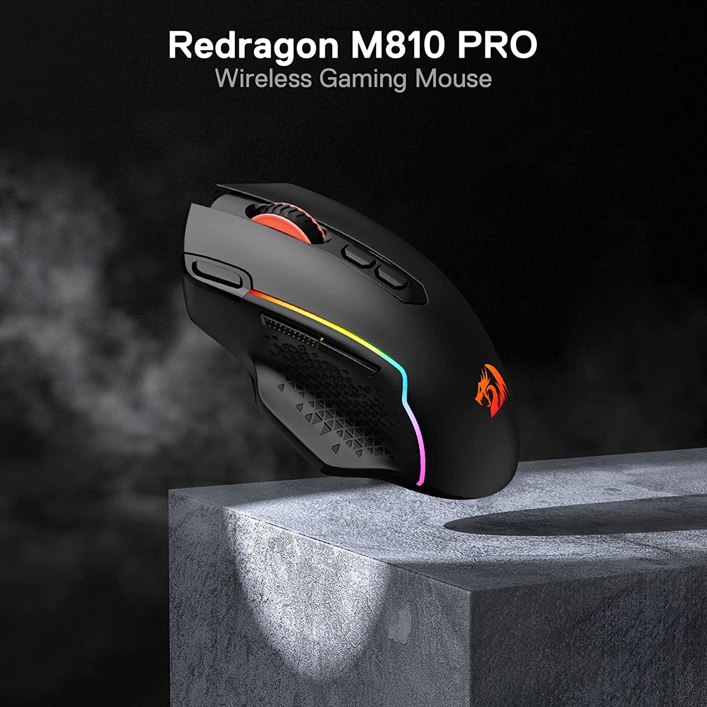 REDRAGON TAIPAN Pro M810 Wired / Wireless Ambidextrous Gaming Mouse ( REDRAGON TAIPAN Pro M810 ) ( 10000DPI / 8 Macro Button ) ( Black )