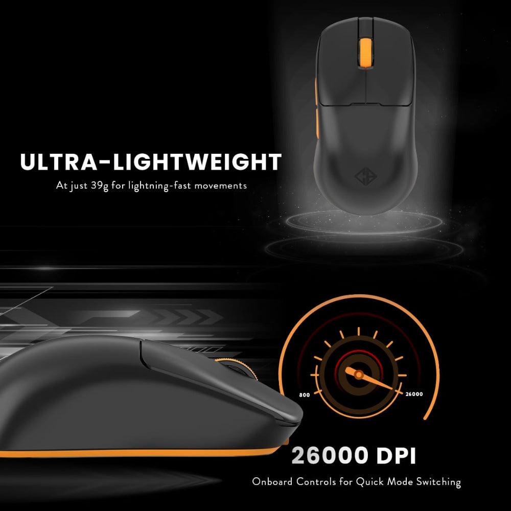 COSMIC BYTE Velox Wireless Tri-Mode Ambidextrous Gaming Mouse ( Black ) ( 26000DPI / 8 Macro Buttons )