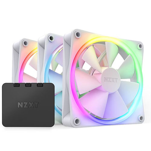 NZXT F120 RGB 120mm Fans With Controller White (Triple Pack)