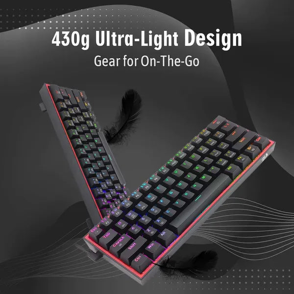 REDRAGON K616 Fizz Pro 60% Mechanical Wired Gaming Keyboard ( Black ) ( Red Linear Switch )
