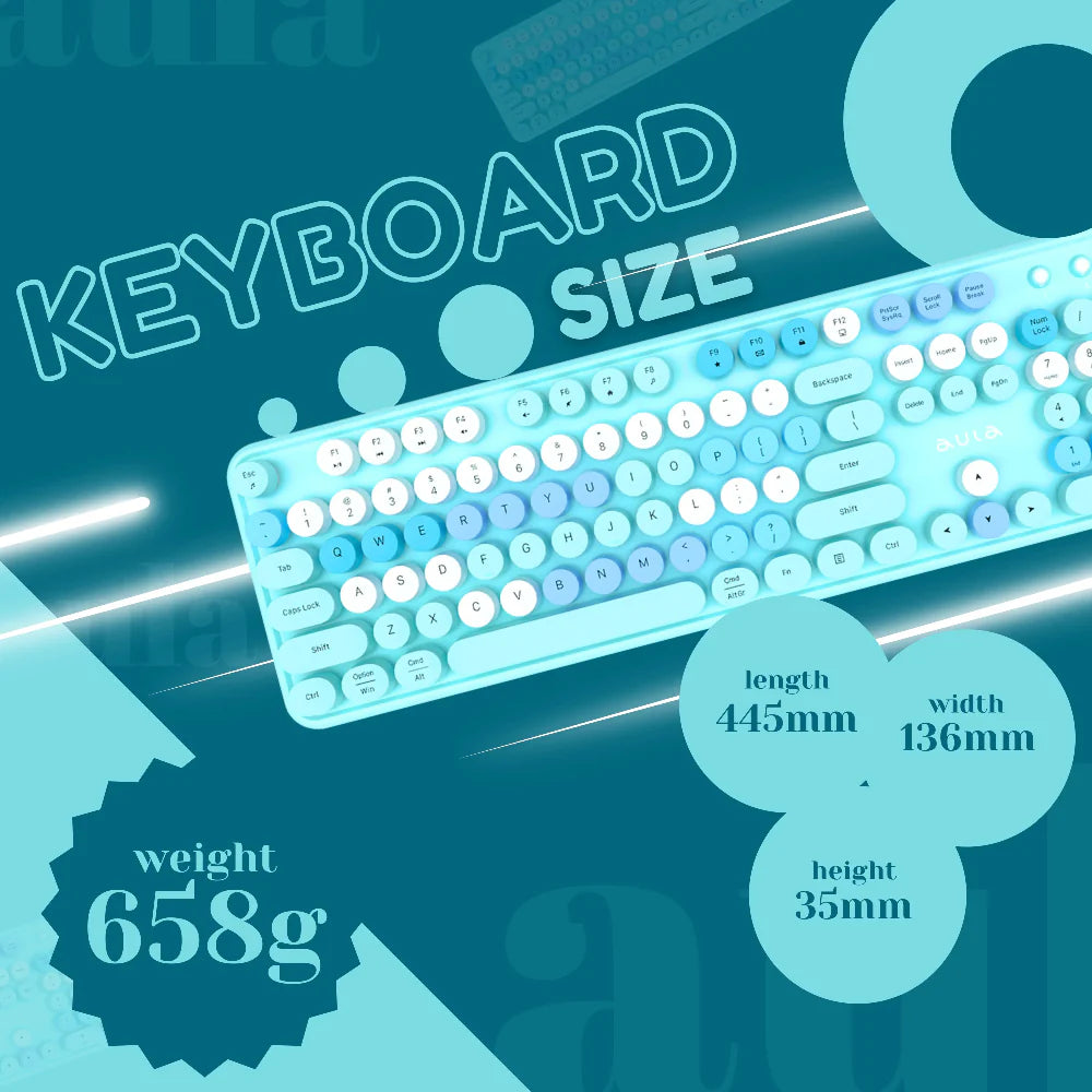 AULA AC306 Full Size Membrane Wireless Gaming Keyboard and Mouse Combo ( Mix Blue ) (AC306)