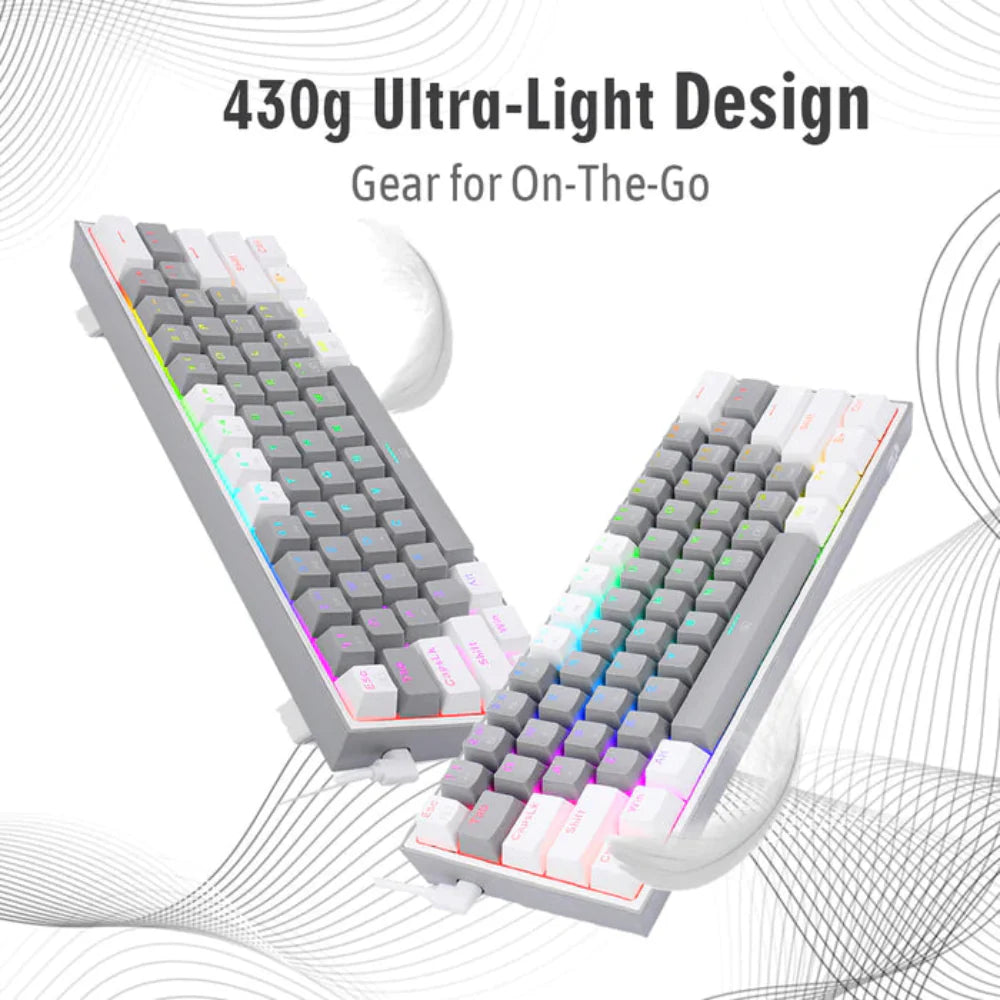 REDRAGON K617 Fizz 60% Mechanical Wired Gaming Keyboard ( Grey / White ) ( Red Linear Switch )