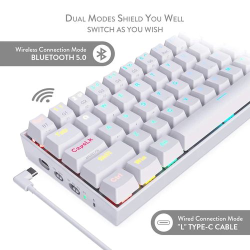 REDRAGON Draconic K599 Pro 60% RGB Semi Mechanical Wireless Gaming Keyboard ( White ) ( Brown Switch )
