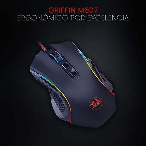 REDRAGON Griffin M607 Wired Ergonomic Gaming Mouse ( GRIFFIN M607 ) ( 7200DPI ) ( 8 Macro Button ) ( Black )