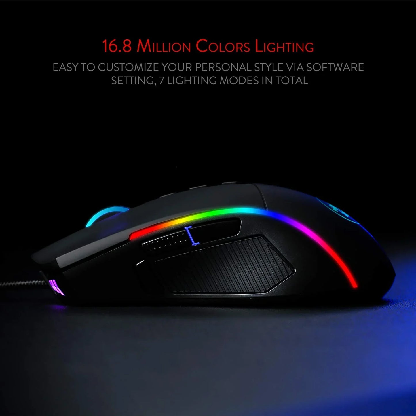 REDRAGON Lone Wolf 2 M721 Pro Wired Ergonomic Gaming Mouse ( M721-PRO ( 16000DPI / 10 Macro Button ) ( Black )