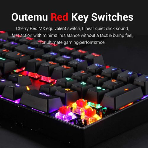 REDRAGON Vara K551 Full Size Rainbow Backlit Wired Mechanical Gaming Keyboard ( Black ) ( Red Switch )