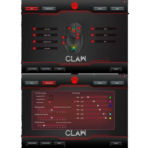 CLAW Dawon Wired Ergonomic Gaming Mouse ( 6400DPI / 7 Macro Buttons ) ( Black )