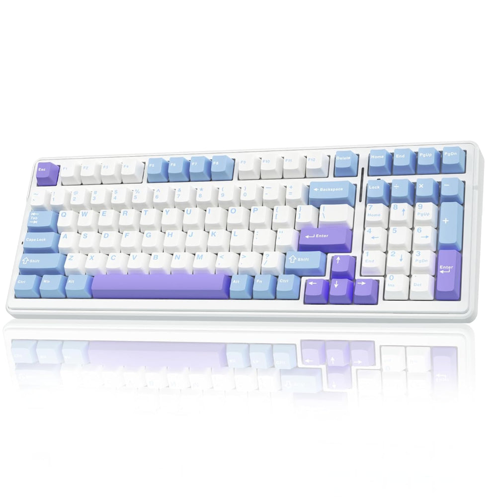 AULA F99 96% Wireless Membrane Gaming Keyboard ( Graywood Switch ) ( White / Blue ) ( F99UWW )