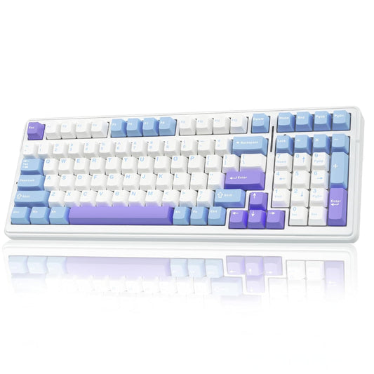 AULA F99 96% Wireless Membrane Gaming Keyboard ( Graywood Switch ) ( White / Blue ) ( F99UWW )