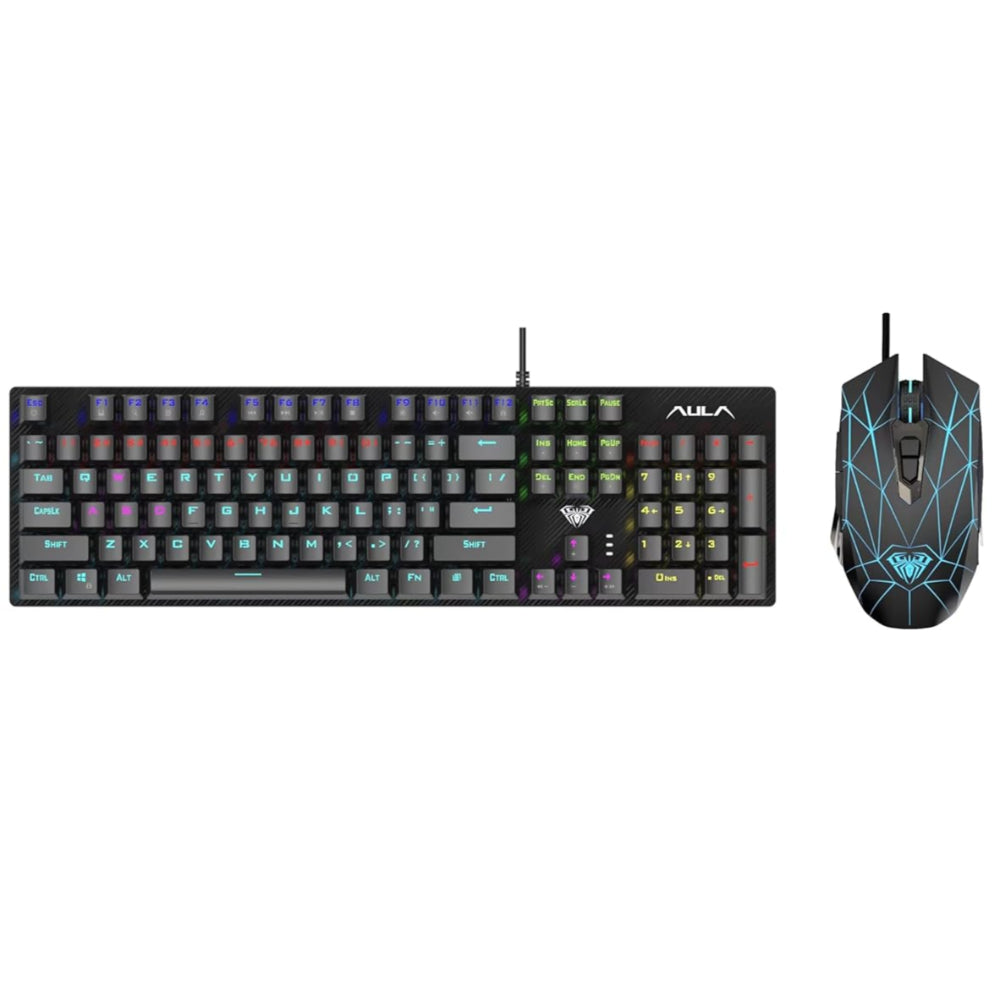 AULA T640 Full Size Wired Mechanical Gaming Keyboard And Mouse Combo ( Black )