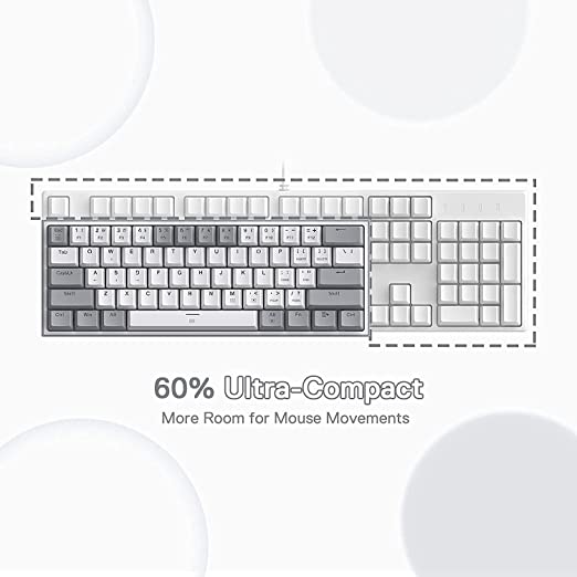 REDRAGON K617 Fizz 60% Mechanical Wired Gaming Keyboard ( White / Grey ) ( Red Linear Switch )