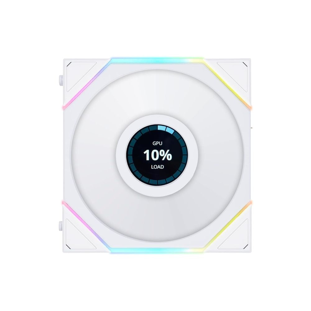 LIAN LI UNI Fan TL LCD Reverse Blade 120mm RGB Cabinet Fan (White) (Triple Pack)