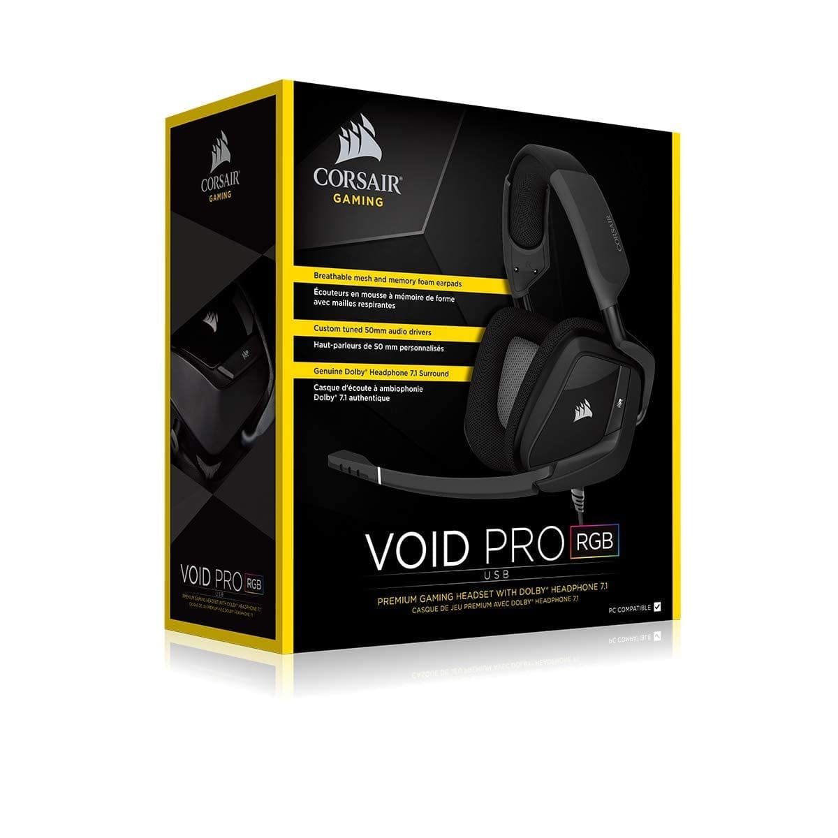 CORSAIR Void Pro RGB USB 7.1 Surround Gaming Headphone With Mic ( Black ) ( PC/Mobile/Mac/Xbox )