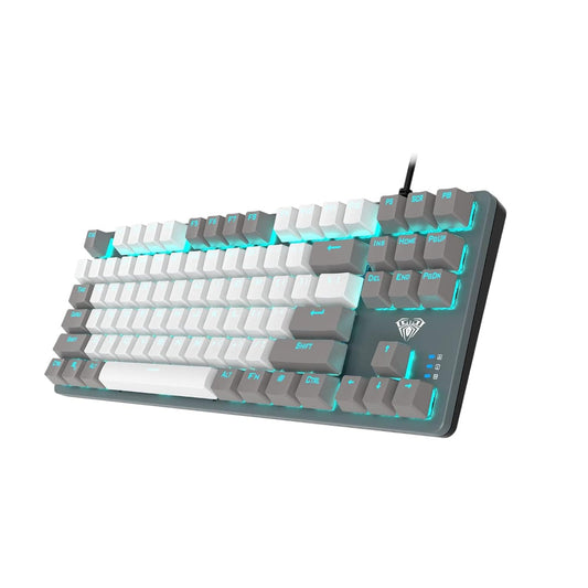 AULA F3287 Tenkeyless Wired Mechanical Gaming Keyboard ( Grey/White ) ( Blue Switch ) ( F3287GW )